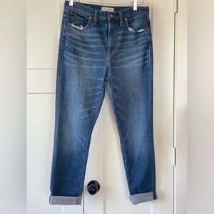 MADEWELL High Rise Slim Boy Jean Distressed with comfy stretch